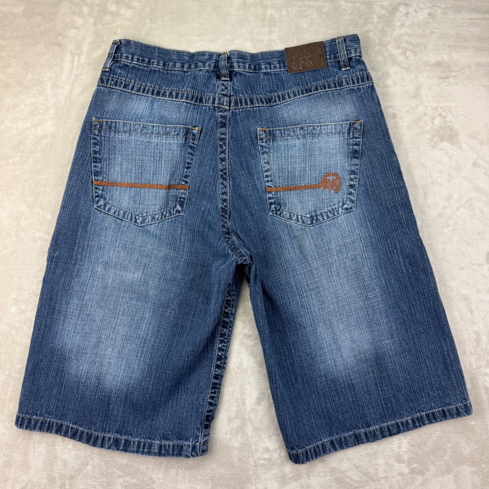 Mecca USA Denim Shorts Mens 40 Blue Baggy Y2K Skater Streetwear Embroidered